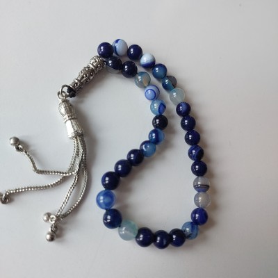 Koyu Mavi Akik Tesbih